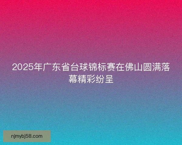 2025年广东省台球锦标赛在佛山圆满落幕精彩纷呈
